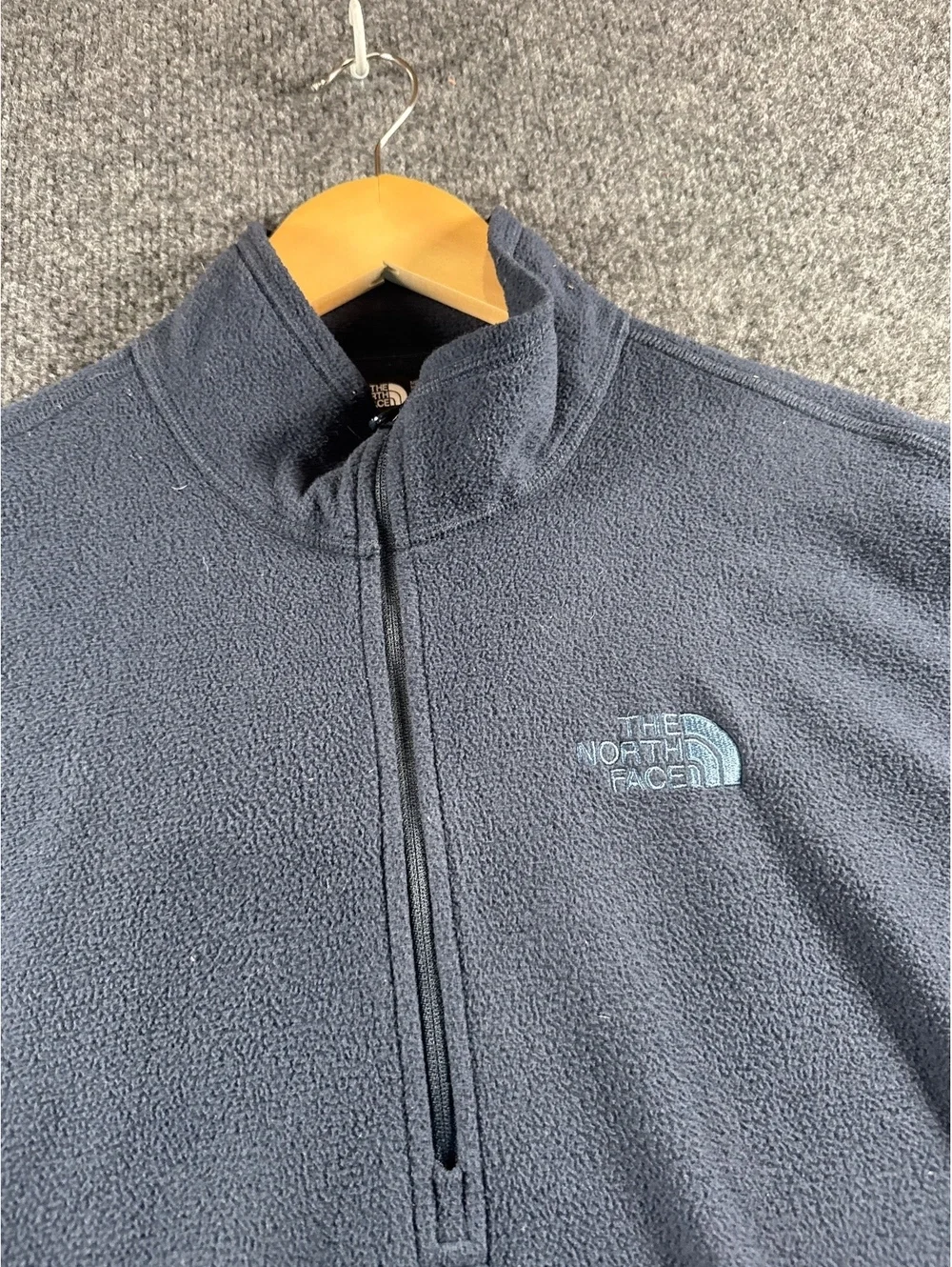 The North Face Mens M Navy Blue Fleece 1/4 Zip Pullover Jacket Regular Fit